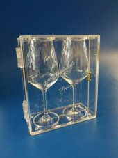 L: 200mm/B: 100mm/H: 235mm, 4mm glasklar, mit Kunststoffscharniere, inkl. Lasergravur
